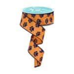 1.5" Orange Navy Paw Print Ribbon -
10 yards