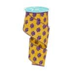 2.5" Yellow Purple Paw Print Ribbon
- 10 yards