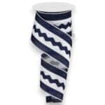 2.5" Navy White Ric Rac Ribbon - 10 yards