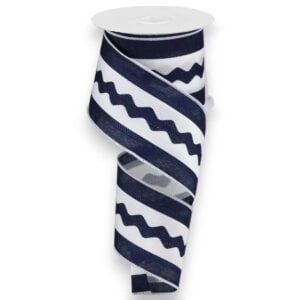 2.5" Navy White Ric Rac Ribbon - 10 yards