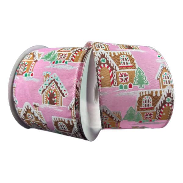 2.5" Pink House Gingerbread Ribbon -
10 yards