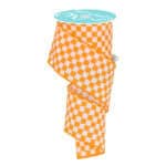 Orange White Check Ribbon
