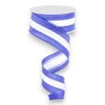 1.5" Blue White Stripe Ribbon - 10 yards