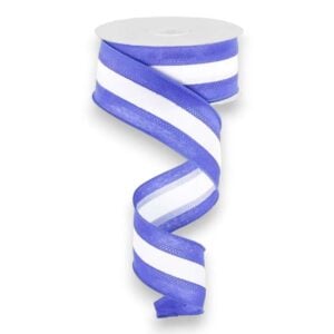 1.5" Blue White Stripe Ribbon - 10 yards