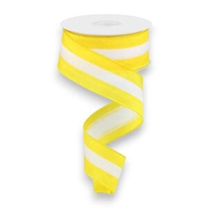 1.5" Yellow and White Stripe Ribbon - 10 yards