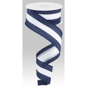 1.5" Navy White Stripe Ribbon - 10
yards