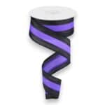 1.5" Purple Black Stripe Ribbon - 10 yards