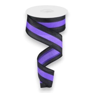 1.5" Purple Black Stripe Ribbon - 10 yards