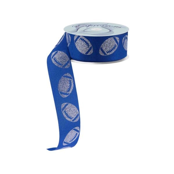 1.5 Navy Silver Football Ribbon RJ407863
