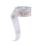 1.5 White Sliver Football Ribbon RJ407730