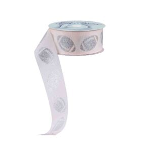 1.5" Ivory Silver Football Ribbon - 100 feet