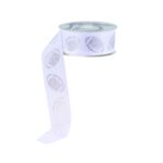 1.5 White Sliver Football Ribbon RJ407785