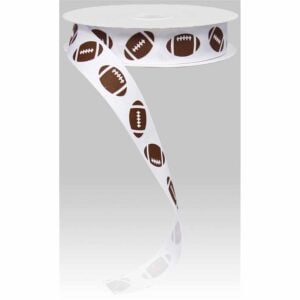 7/8" White Grosgrain Football Ribbon
- 25 yards