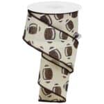 Cream Glitter Football Ribbon RGA1174C2