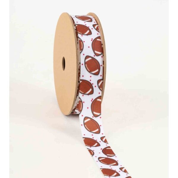 7/8" Football Grosgrain Ribbon - 25
  yards