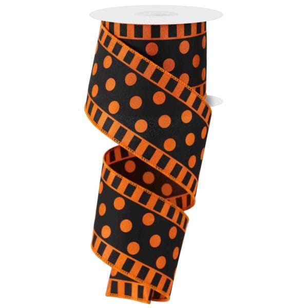 Orange and Black Polka Dot Ribbon