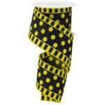 Yellow & Black Polka Dot Ribbon