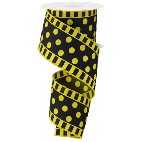 Yellow & Black Polka Dot Ribbon