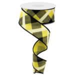 Yellow Black White Diagonal Check Ribbon