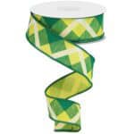 Green Yellow Diagonal Check Ribbon