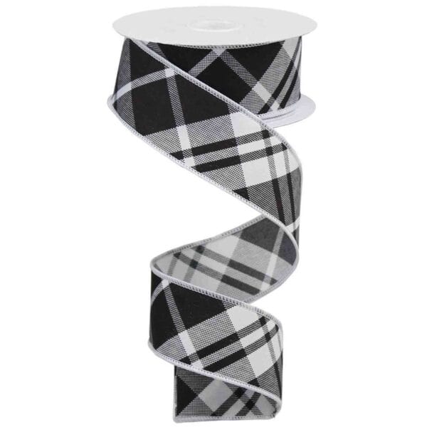 1.5" Black Diagonal Check Ribbon