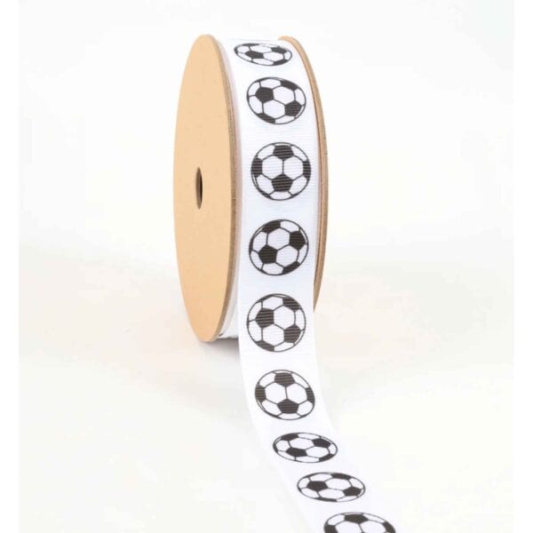 1" Grosgrain Soccer Ribbon - 25
  yards