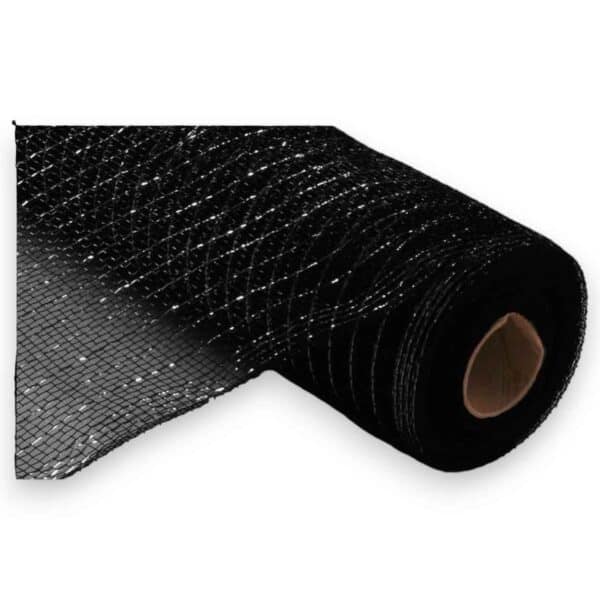10" Black Metallic Deco Mesh