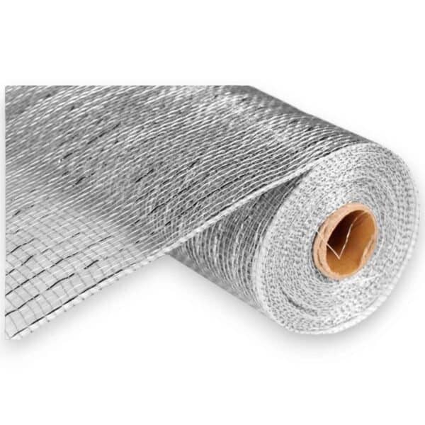 10" Silver Metallic Deco Mesh