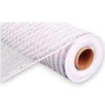 10" White Silver Metallic Deco Mesh