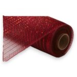 10" Burgundy Metallic Deco Mesh