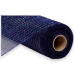 10" Navy Blue Metallic Deco Mesh