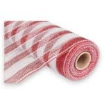 10" Red and White Stripe Deco Mesh