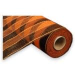 Orange Black Stripe Deco Mesh