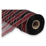 10" Garnet Black Stripe Deco Mesh