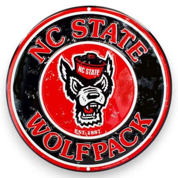 NC State Round Metal Sign