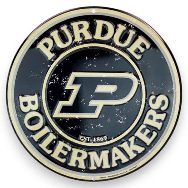 Purdue Round Metal Sign