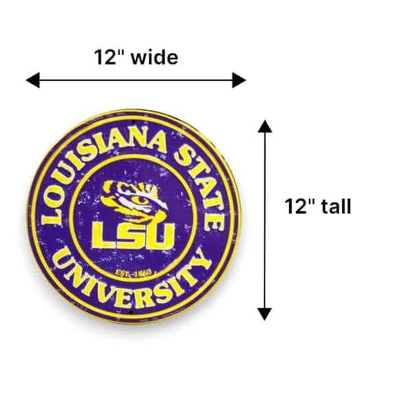 LSU Round Metal Sign