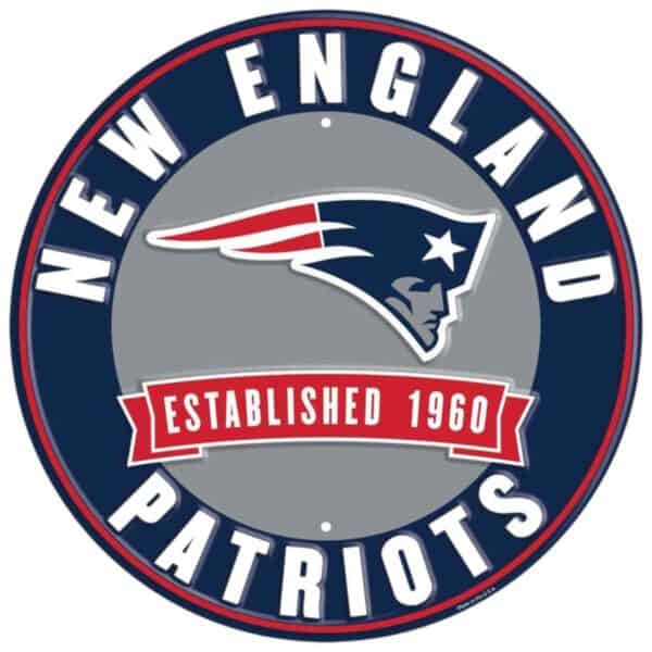New England Patriots Round Metal Sign