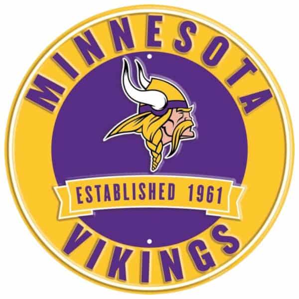 Minnesota Vikings Round Metal Sign