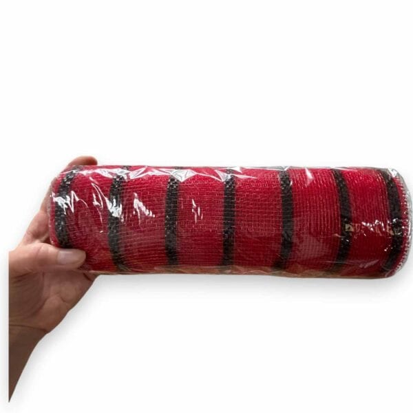 10" Red and Black Deco Mesh