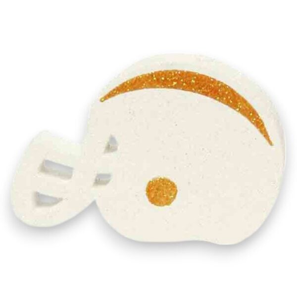 White Orange Flat Football Helmet Ornament