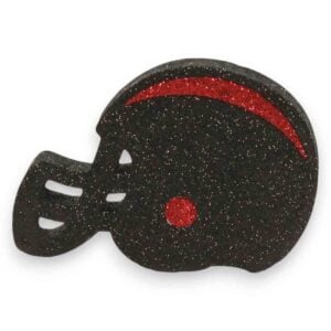 Black Red Flat Football Helmet Ornament