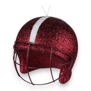 Maroon White 3D Football Helmet Ornament