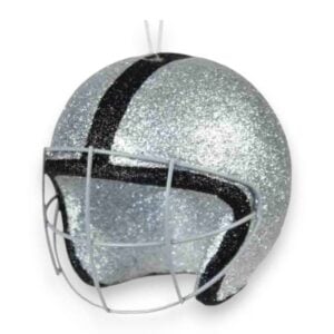Silver Black 3D Football Helmet Ornament
