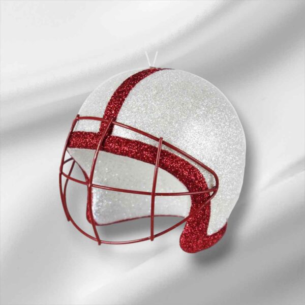 White Red 3D Football Helmet Ornament