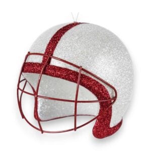White Red 3D Football Helmet Ornament