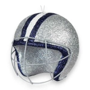 Navy Silver 3D Football Helmet Ornament
