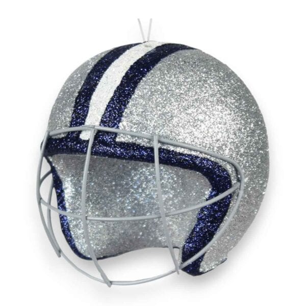 Navy Silver 3D Football Helmet Ornament