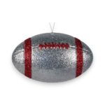 Silver Red 3D Football Ornament