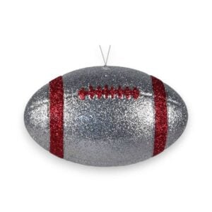 Silver Red 3D Football Ornament